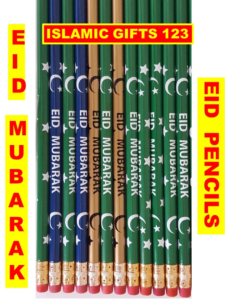 100 Pcs Eid Mubarak Pencils Ramadan Gifts Ramadan Silicone Bracelets Eid Mubarak Party Decorations Gifts for Muslims Ramadan Favors Ramadan Decor (Eid Pencils) - style: Eid Pencils