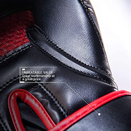 Revgear Premier Boxing Gloves for Punching Boxing Kickboxing | Perfect for Training Sessions with Speed Bags, Heavy Bags, and Focus Mitts Men and Women | Comfortable and Durable | Unbeatable Value - color: Red/Black