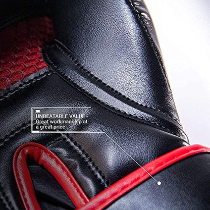 Revgear Premier Boxing Gloves for Punching Boxing Kickboxing | Perfect for Training Sessions with Speed Bags, Heavy Bags, and Focus Mitts Men and Women | Comfortable and Durable | Unbeatable Value - color: Red/Black