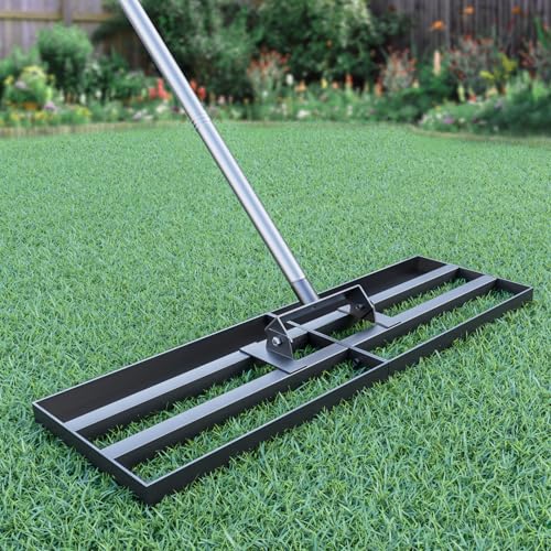 Lawn Leveling Rake 30"x10" with 78" Adjustable Stainless Steel Extened Handle,Heavy-Duty Leveling Tool for Garden, Yard & Landscaping