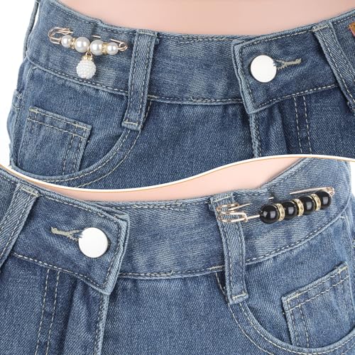 24 Pcs Pearl Crystal Brooch Fashion Sweater Shawl Clips Neckline Safety Pant Waist Pin Dress Shirt Clips for Women Clothes Sweater Shawl Collar Dress Cardigan Shirt Jeans Accessories