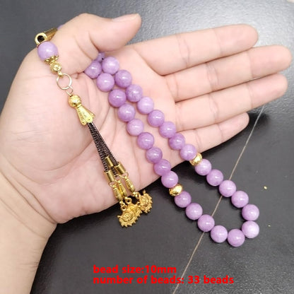 ALBASHAN Natural Purple Agate Tasbih 33 66 99 Beads Gift Eid Al-Fitr Rosary Muslim Bracelet Islam Rosary - color: 8mmx51beads