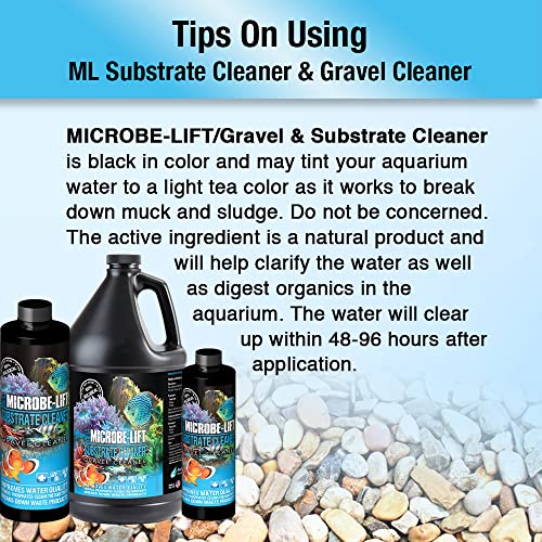 MICROBE-LIFT Gravel & Substrate Cleaner for Saltwater Aquarium and Freshwater Tanks, Tank Cleaner and Aquarium Water Conditioner, Clarifies Water, Reduces Sludge, Aquarium Supplies, 4 Ounces (GSC04) - size: 4 Ounces