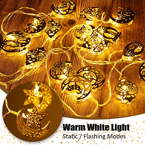 ANPHSIN Ramadan Eid String Light- 9.8ft 20LEDs Eid Moon Star Kerosene Lantern Lamp Battery Operated Mubarak Islam Decorative Indoor Lights String for Muslim Islamic Home Garden Patio Decor Supplies - style: Moon Star Kerosene Lamp