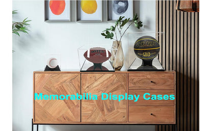 Self-Assembly Acrylic Football display case with black wood plastic base and Holder Base and mirror base,Sport Memorabilia Showcase Storage Box Holder,Acrylic Box Holder for Full Size Football display - size: 11.7x8x8 inch