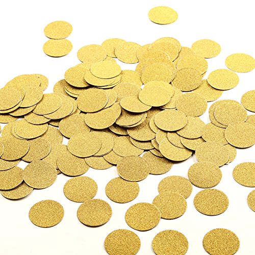 MOWO Glitter Confetti Circles Wedding Party Decor and Table Decor, 1.2’’ in Diameter (glitter gold,200pc) - color: Gold Glitter
