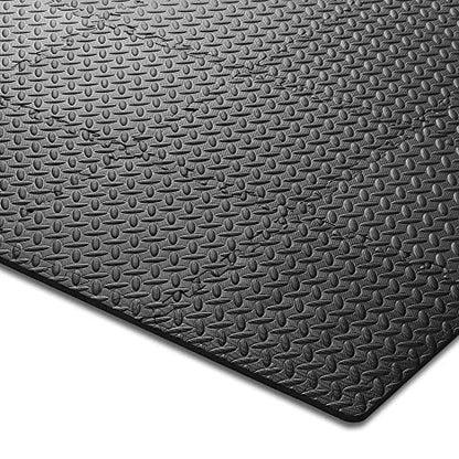 Philosophy Gym Pack of 36 Exercise Flooring Mats - 12 x 12 Inch Foam Rubber Interlocking Puzzle Floor Tiles - Black - color: 36 Sq Ft, 1/2" Thick - Black