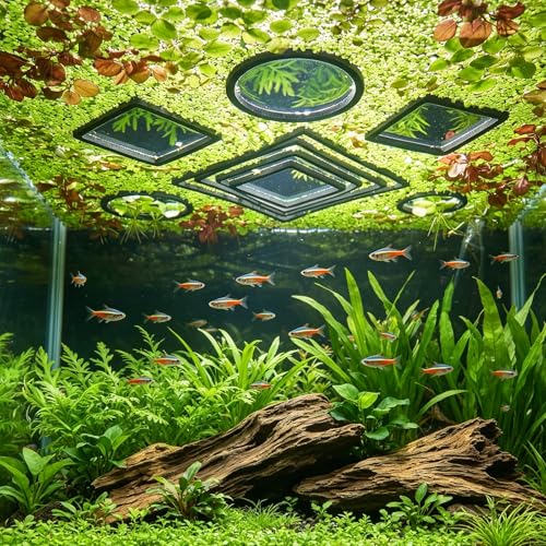 10 PCS Betta Feeding Ring Set, 5 Sizes Round & Square Aquarium Floating Plant Barrier, Fish Feeding Rings for Freshwater & Saltwater Tank, Fish Tank Decor Accessories