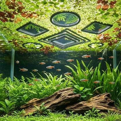10 PCS Betta Feeding Ring Set, 5 Sizes Round & Square Aquarium Floating Plant Barrier, Fish Feeding Rings for Freshwater & Saltwater Tank, Fish Tank Decor Accessories