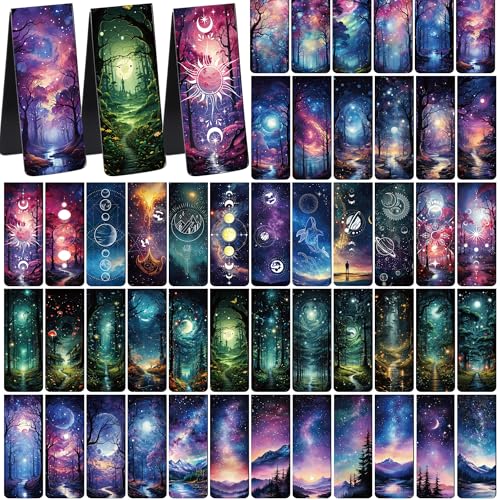 Fantasy Magnetic Bookmarks for Women - 48 PCs Starry Night Moon Book Mark Gifts Bulk Cool Personalized Unique Magnet Page Markers Clips Reading Men Kids Student School Birthday Accessories - style: Fantasy