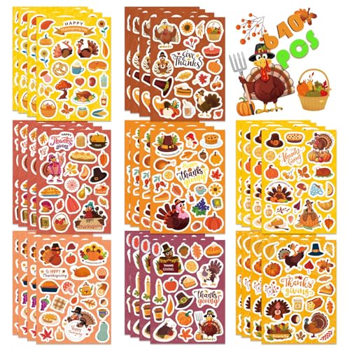 640PCS Thanksgiving Stickers, Fall Autumn Stickers, Turkey Pumpkin Crafts - style: Thanksgiving