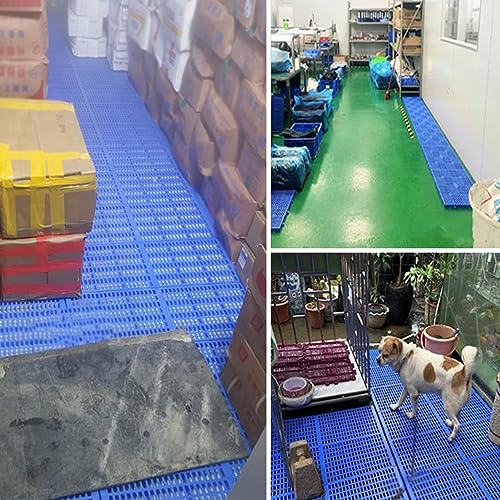 Display Pedestal Stand Plastic Pallet, Indoor/Outdoor Cold Warehouse Shipping Pads, Garage, Easy to Stack-Blue-2 Pack-90x30x3
