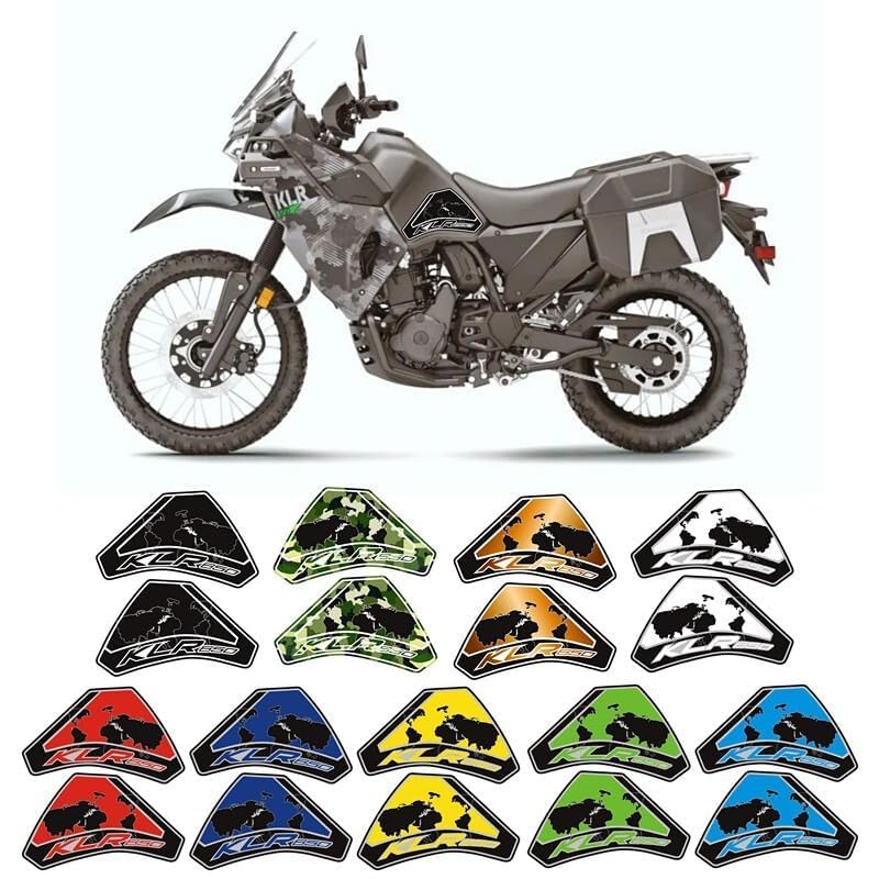 KLR650 Tank PAD Front Side Tank Pad Fuel Stickers Compatible with Klr650 2022-2025 3D Gel Tank Fuel Gip Decal KLR650 Sticker Pad(Black) - color: 1441-1 Black