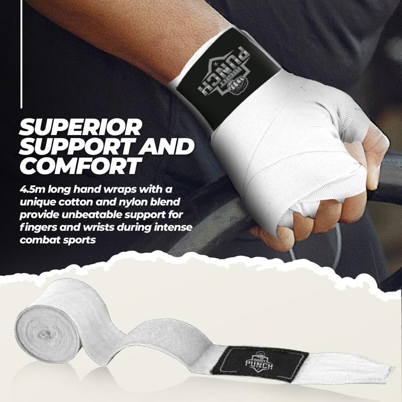 ProShield Boxing Wraps| 180-Inch Bandages| Boxing Hand Wraps Protection for Muay Thai MMA and Kickboxing - color: White, size: 157"