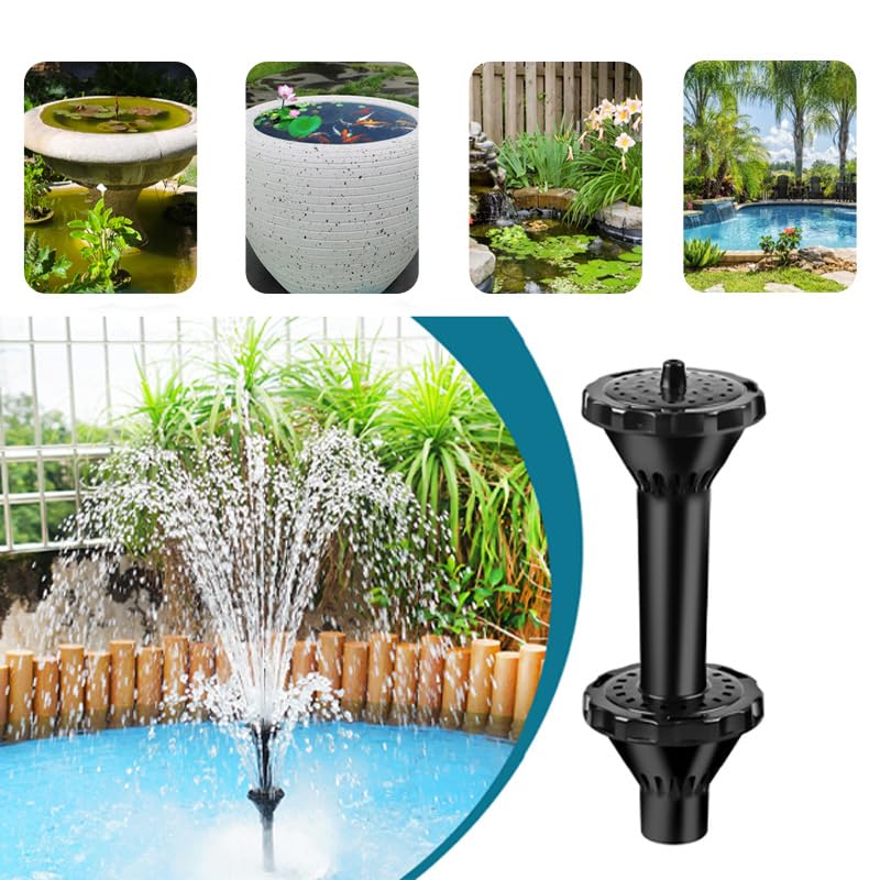 RUIAN Fountain Pond Nozzles, Solar Fountain Water Feature Pond Pump Accessories Fountain Nozzles Replacement Parts Set for Garden/Fish Tank (2 Layers) - color: BlackA