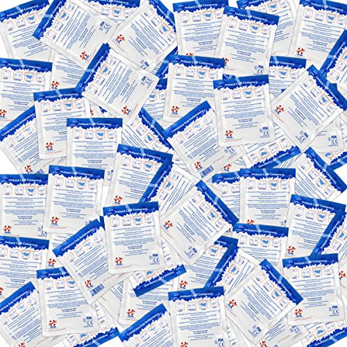 Case of 125 Instant Cold Packs, 5" x 6" (4" x 5" Cold Area) - Disposable Cold Compresses - No pre-Chilling Required for Quick, Effective First aid Treatment & Relief of Aches, Pains, Bumps & Bruises | Bulk 125-case of 5" x 6" disposable cold compresses; n