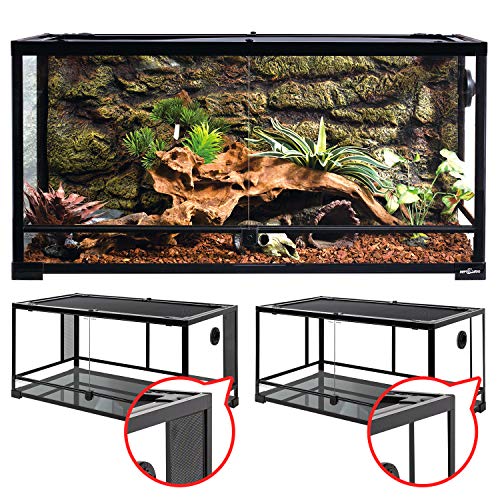 REPTI ZOO 50 Gallon Reptile Glass Tank Terrarium 2 in 1 Side Meshes and Side Glasses Double Hinge Door with Screen Ventilation Tempered Glass 36" x 18" x 17.75" - size: 36" x 18" x 17.75"