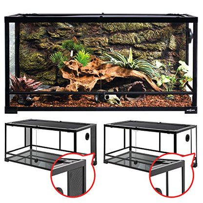 REPTI ZOO 50 Gallon Reptile Glass Tank Terrarium 2 in 1 Side Meshes and Side Glasses Double Hinge Door with Screen Ventilation Tempered Glass 36" x 18" x 17.75" - size: 36" x 18" x 17.75"