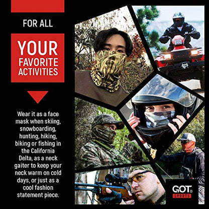 Fishing Face Mask Neck Gaiter - UV Sun Protection Cover for Men Women | Moisture-Wicking, Quick-Drying, Lightweight, Camo Design, Multi-Style Headwear, SPF Sun Shield - color: Digital Sand Camo