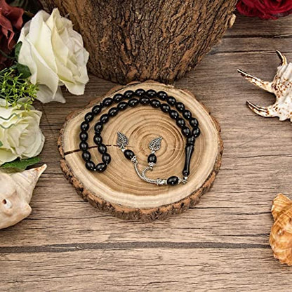 Islamic Gift Set For Men | Quran, Figurine, Tasbih, Prayer Rug and Pen in Customizable Wooden Box | Muslim Birthday Wedding Graduation Gift | Eid Ramadan Gift, Black