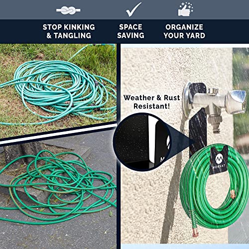 Premium 150 Ft Hose Hanger with Rust Resistant Metal, Organize Your Garden, Garage & Outdoor Storage Area, Wall Mount Holder or Hang/Hook Over Water Spigot with Included Screws