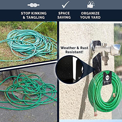 Premium 150 Ft Hose Hanger with Rust Resistant Metal, Organize Your Garden, Garage & Outdoor Storage Area, Wall Mount Holder or Hang/Hook Over Water Spigot with Included Screws