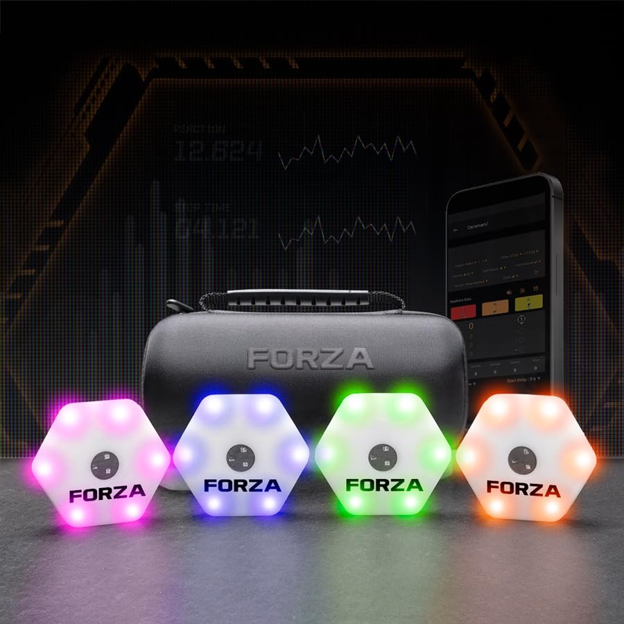 METIS Forza Reaction Training Lights | Speed & Agility Training Tool with App Integration – LED Reaction System for Athletes, Fitness, Sports & Rehab - size: Pack of 4