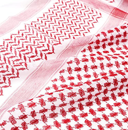 JPXH Arab Tactical Desert Headwear Muslim Palestinian Scarf Men's Halloween Costume Accessories - color: Red1