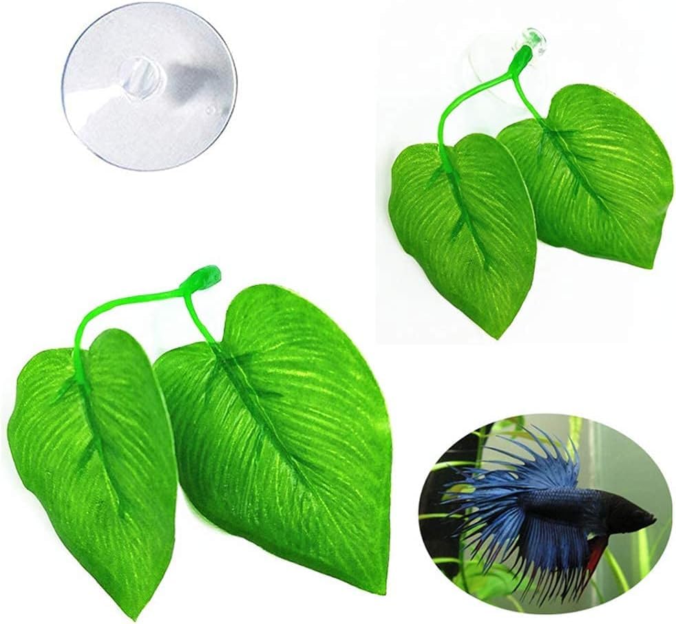Betta Fish Leaf Hammock, Aquarium Decor for Resting Sleeping Hiding, Reusable Tank Accessories with Suction Cups