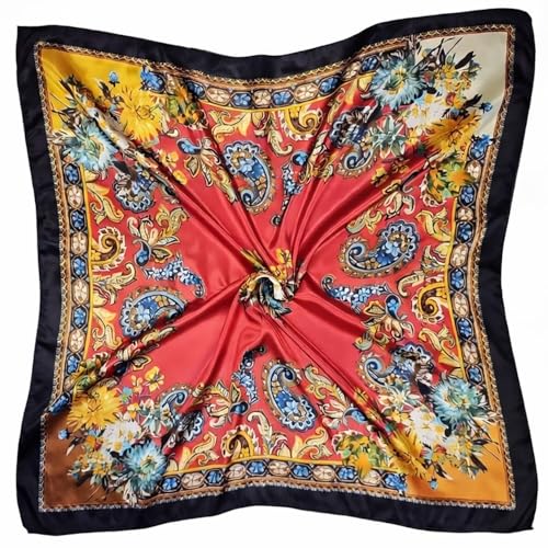 Large 35 inches Satin Square Scarf Lightweight Neck Hair Wrap Fashion Headscarf - color: A12