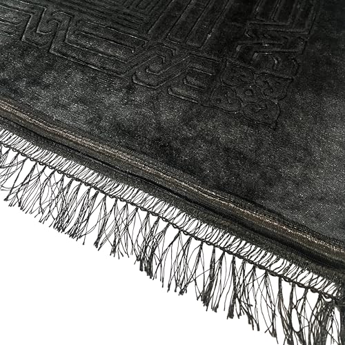 Empire Home Islamic Prayer Rug Oversized Soft Thick Plush Musalla Mat - for Men Women Childred - سجادة صلاة (Black) - color: Black