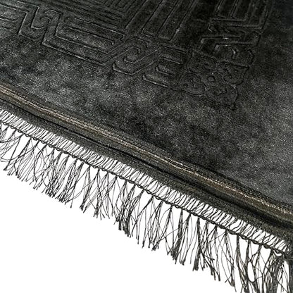 Empire Home Islamic Prayer Rug Oversized Soft Thick Plush Musalla Mat - for Men Women Childred - سجادة صلاة (Black) - color: Black