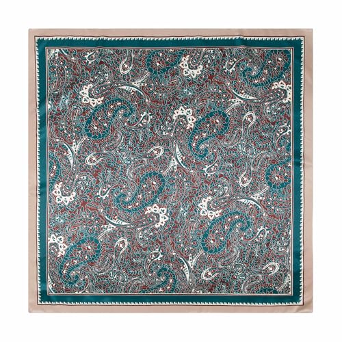 Silk-Feel 35x35 Satin Hair Scarf | Multi-Way Head Wrap for Sleep, Style & Hijab | Gift-Ready Fashion Scarf for Women - color: Green-paisley