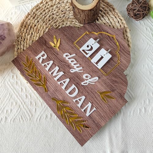 Ramadan Countdown Calendar 2026, Wooden Ramadan Decorations for Home, Eid Mubarak Advent Calendars, Islamic Muslim Ramadan Kareem Table Decor Holiday Gift for Family - زينة رمضان كريم ديكور