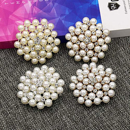 COLORFUL BLING 우아한 모조 진주 꽃 크리스탈 브로치 핀 웨딩 신부 패션 주얼리 - color: 골드.