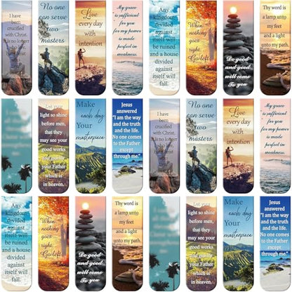Zonon 24 Pcs Bible Verse Magnetic Bookmarks Bulk Christian Scripture Inspirational Book Marks Religious Motivational Book Marker Prayer Page Clips for Sunday School Women Men Reading Gifts