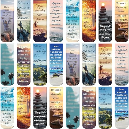 Zonon 24 Pcs Bible Verse Magnetic Bookmarks Bulk Christian Scripture Inspirational Book Marks Religious Motivational Book Marker Prayer Page Clips for Sunday School Women Men Reading Gifts