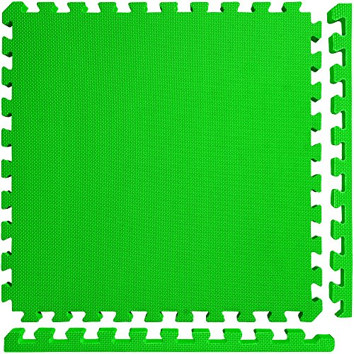 Meister X-Thick 1.5" Interlocking EVA Foam Mats - GN - 36 Tiles (144 Sqft) | Extra-thick 2X cushioning w/ anti-slip grip. 2' x 2' puzzle mats for wrestling, MMA, gymnastics, home gyms and play areas - color: Green, size: 36 Tiles (144 Sqft)