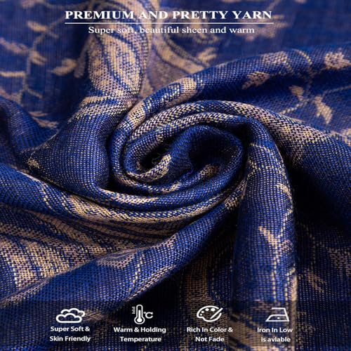 TUSHUSTY Pashmina Feel Shawls Wraps Rave Scarf for Women Soft Silky Reversible Men Scarves Hijab - color: Royal Blue
