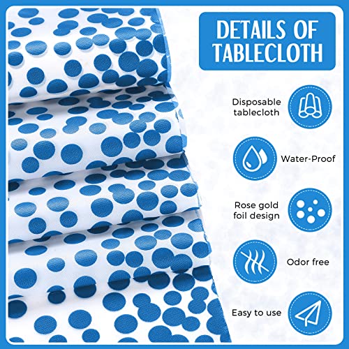 Breling 24 Packs Baby Blue and White Disposable Plastic Tablecloths and Satin Table Runner Set, 54 x 108 Inch Tablecloth, 12 x 108 Inch Table Runners for Wedding Graduation Birthday Baby Shower - color: Baby Blue and White