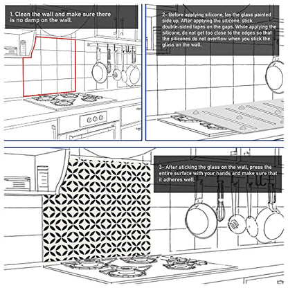Bold Grup Tempered Glass Kitchen Backsplash, Stove Back Cover, Range Protector, Splash Guard for Sink, Botanical Vase Wall Art Decor, Cutting Board - size: 33.5''W x 19.7''H