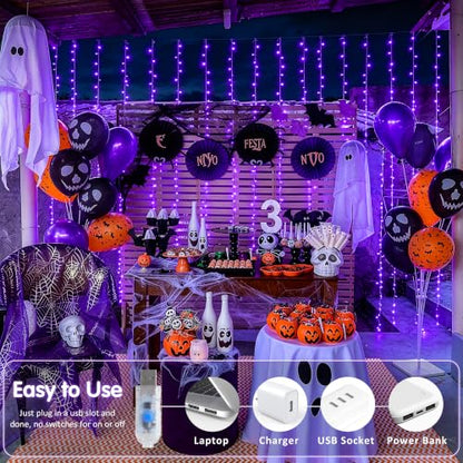 JMEXSUSS 200 LED USB Purple Halloween Lights, 6.5ft x 6.5ft - color: Purple, size: 200 LED