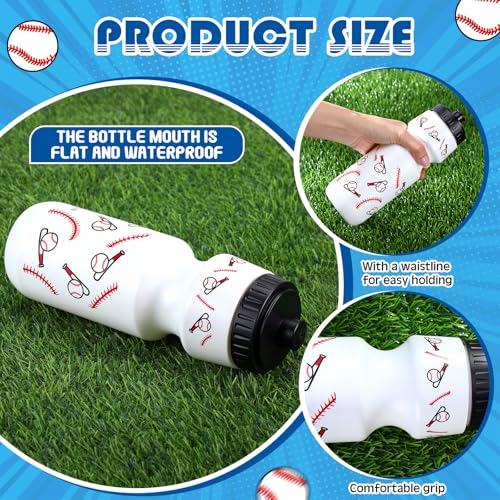 Reallnaive Party Favors Gifts, 24 oz Water Bottles Reusable Sport Squeeze Drinking Cup, Eat Sleep Drawstring Bag Cinch Sack Sport Pack for School Team Gift Event Accessories - style: Baseball