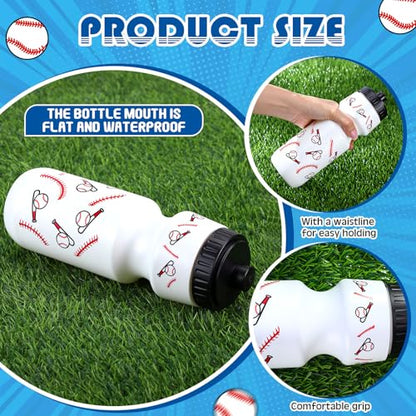 Reallnaive Party Favors Gifts, 24 oz Water Bottles Reusable Sport Squeeze Drinking Cup, Eat Sleep Drawstring Bag Cinch Sack Sport Pack for School Team Gift Event Accessories - style: Baseball