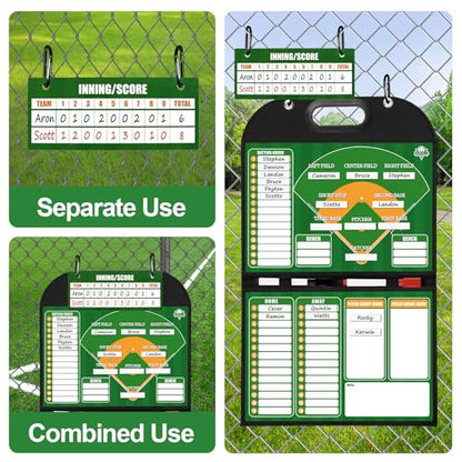 Magnetic Coaching Board – Foldable Dugout Display with Carry Handle, Leather-Covered Double-Sided Strategy & Lineup Planner for Baseball, Softball and Soccer - style: Baseballl