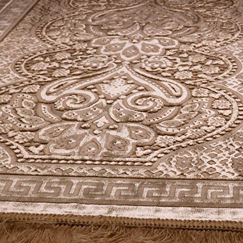 Modefa Luxury Velvet Plush Muslim Prayer Rug - Paisley (Golden Beige) - color: Golden Beige