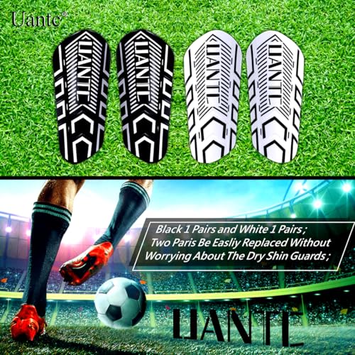 Shin Guards - Soccer Shin Guards with Cushion Protection for Kids/Adults - color: Black and Whtie,Shin Pads 2 Pairs, size: Large