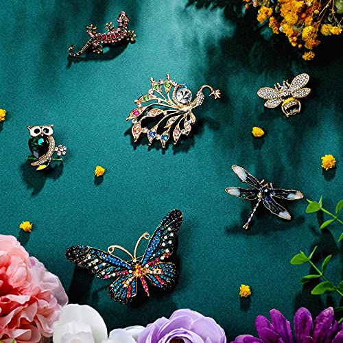 Junkin 12 Pcs Women Brooches Bulk Set Rhinestone Pin Crystal Vintage Brooch Retro Pin Women Girls Gifts for Christmas - style: Animal