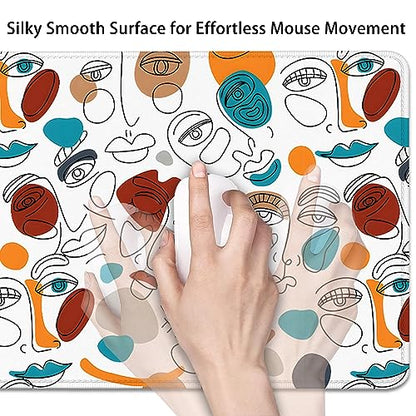 Abstract Face Desktop Mouse Pad Large - Cartoon Desk Mat for Keyboard and Gaming - Cute Office Home Work Mousepad (27.5X11.8 in) - color: Art Face