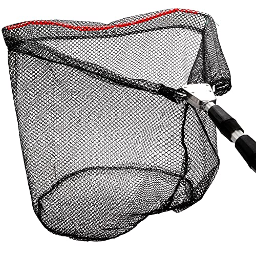 2 Pack Fishing Net with Telescopic Pole Handle, Fish Landing Net with Sturdy Collapsible Handle, Folding Nylon Mesh Landing Net for Saltwater and Freshwater, Extend to 51 in(Black, White)
